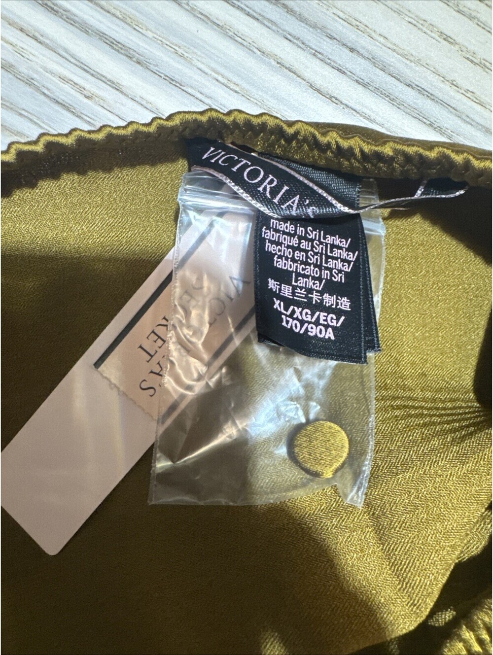 Victoria’s Secret Satin Gold Bronze Midi Slip Skirt Black Lace Button Trim X - Picture 11 of 12